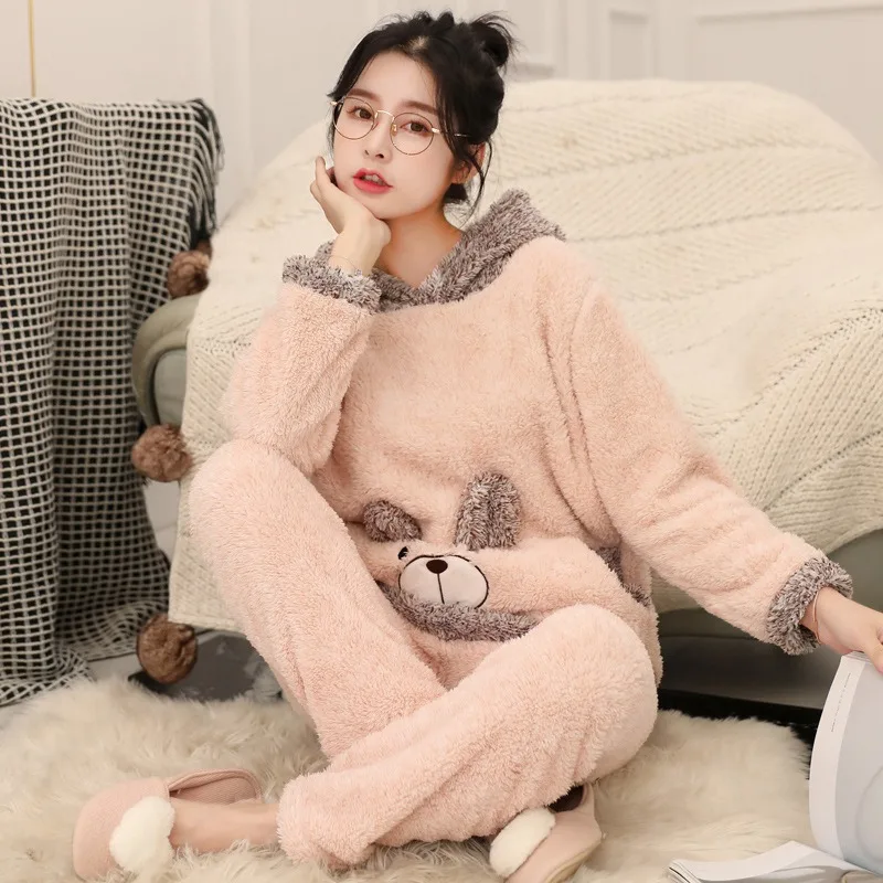 JINUO, Новое поступление, 22 стиля, милая мультяшная панда, женская зимняя плюшевая Пижама, комплекты для молодых девушек, теплая, милая, мягкая, домашняя одежда, одежда для сна