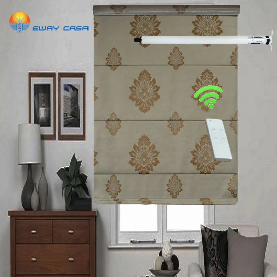 

EWAY CASA Motorized Roman Blinds Roman Shades Blackout Blinds Electric Roman Curtains Smart Home 220V Motor Blinds No.MRC_RM_30T