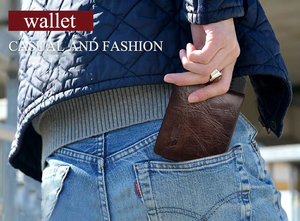KAVIS гравировка Trifold держатель для карт из натуральной воловьей кожи мужской кошелек портмоне Портфель Сумка для денег