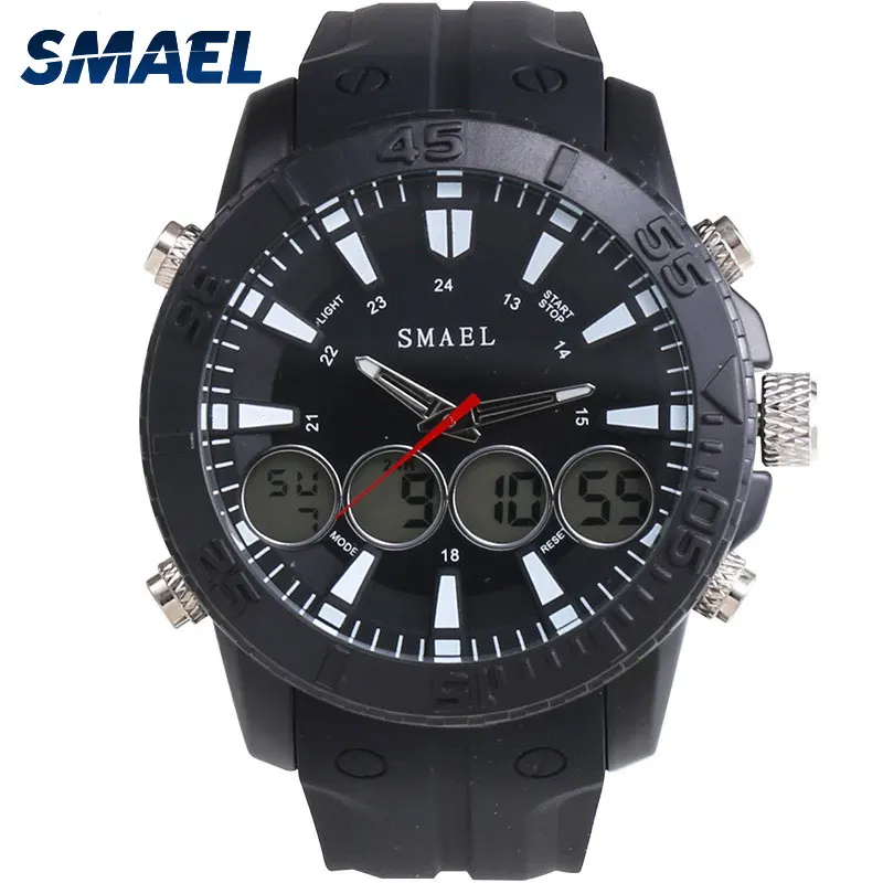 

Alloy Sport Watch Men Waterproof LED Digital Silicone Electronic SMAEL Fantastic Outdoor Dual Display 50m Watch Fashion1033