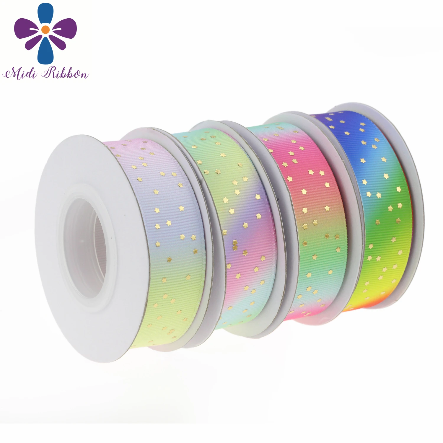 

NEW STOCK 7/8" 22mm gold mini star foil print rainbow grosgrain ribbon accessories deco 25yards/roll webbing diy supplies