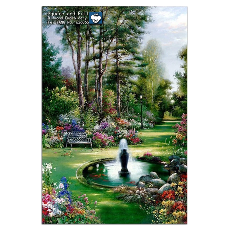 mosaic diamond 5D diamond embroidery landscape fountain garden diamond