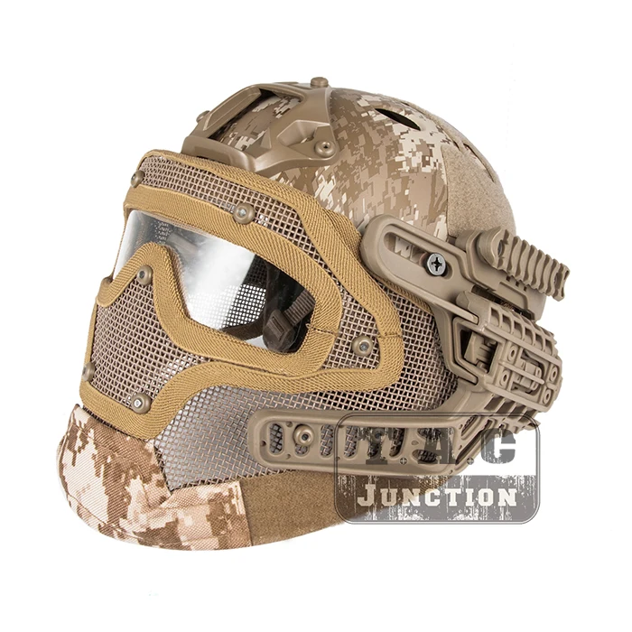 

Tactical Airsoft FAST PJ Advanced Adjustment Protective Multi-function G4 Full Facial Armor System Combat Helmet w/ Goggle Mask