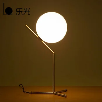 

Simple North America style retro iron art glass ball table lamp study desk lamp fashion desk lamp bedroom bedside lamp