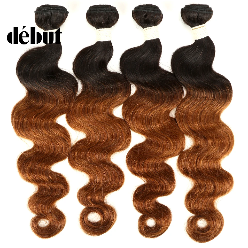 Дебют бразильский плетение волос 4bundles объемная волна T1b/30 Ombre Цвет 10-22 дюймов человеческих волос пучки для черный Для женщин