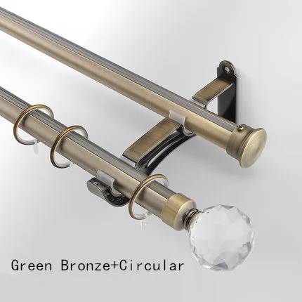 SunnyHouseware Высокое качество Кристалл finial 100 см железные двойные занавески стержни для гостиной обработки окна/шторы - Цвет: Green Bronze - Circu
