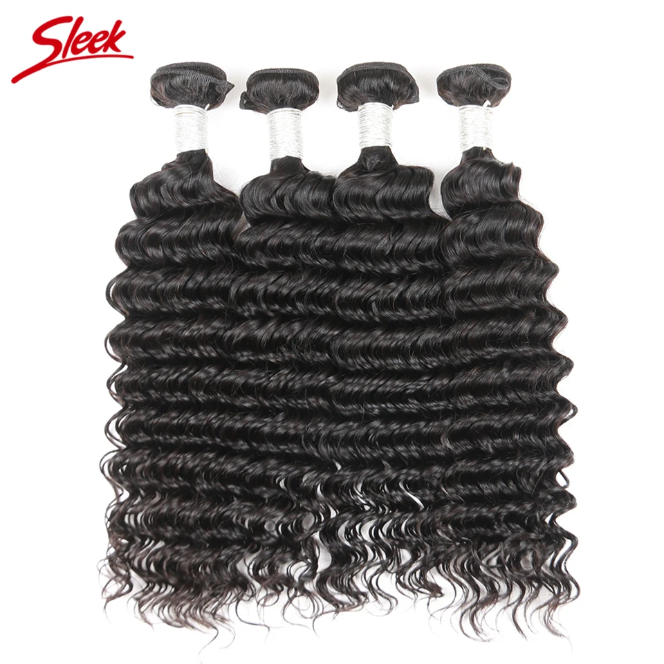 Sleek волос от 10 до 30 дюймов натуральный Цвет бразильский глубокая волна 4 Связки сделки Бесплатная доставка человеческих волос Weave Связки 4