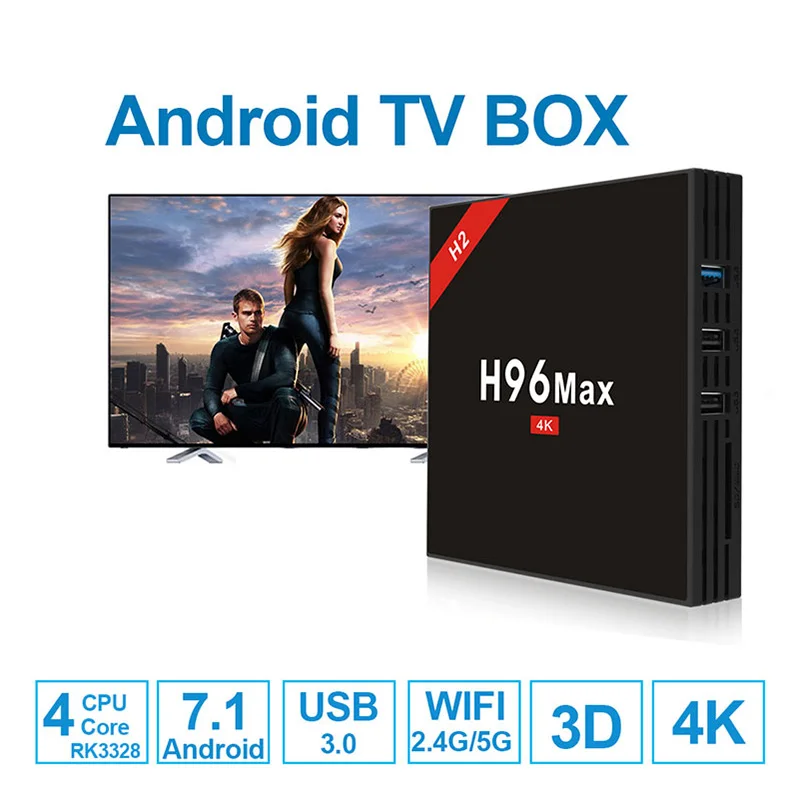 H96MAX-H2B Android 7,1 Smart tv Box Amlogic RK3328 четырехъядерный Wifi 2,4G/5G 4K видео медиаплеер для Live HD IP tv/VOD EPG Netfl