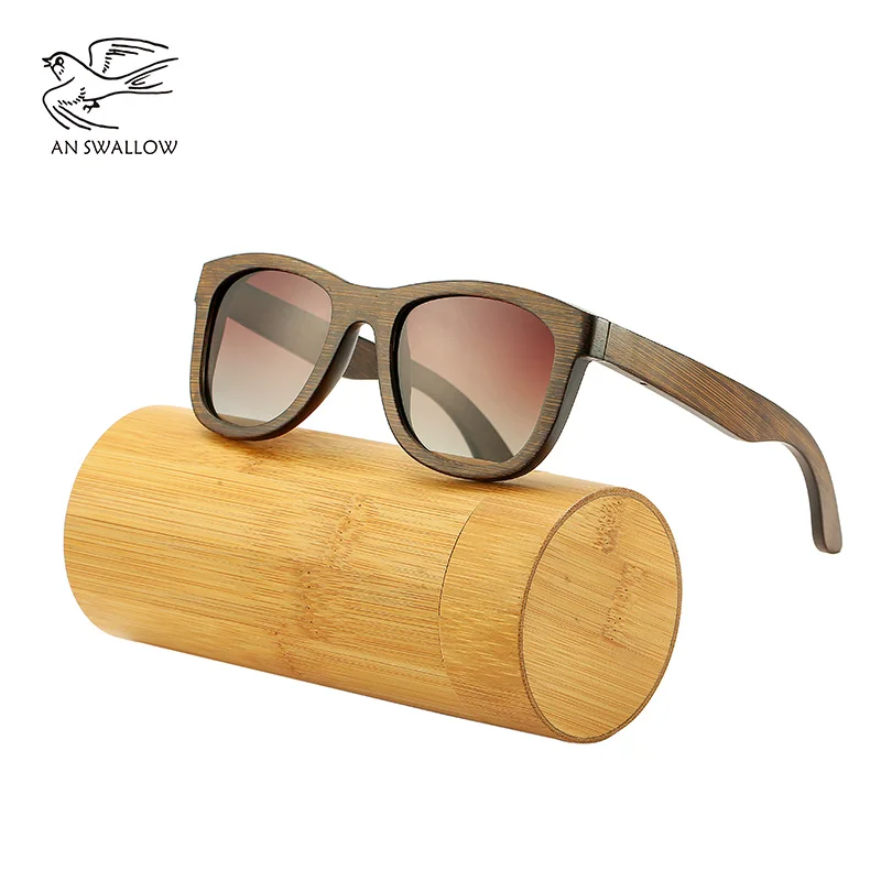 Мужские и женские Квадратные Солнцезащитные очки SWALLOW Wood бамбуковые зеркальные