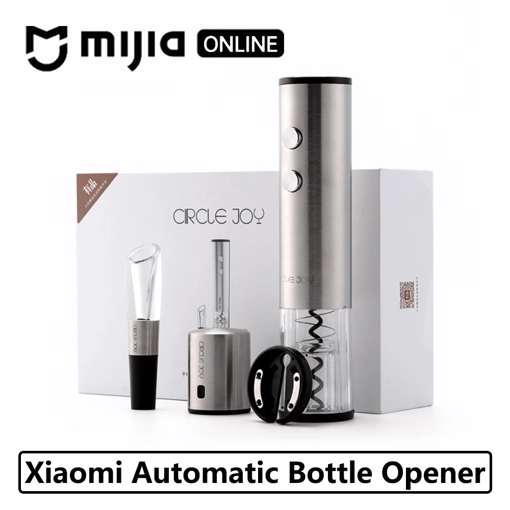 4in1 Xiaomi Mijia Circle Joy Automatic Red Wine Bottle Opener Round Wine Stopper Stainless Steel Electric