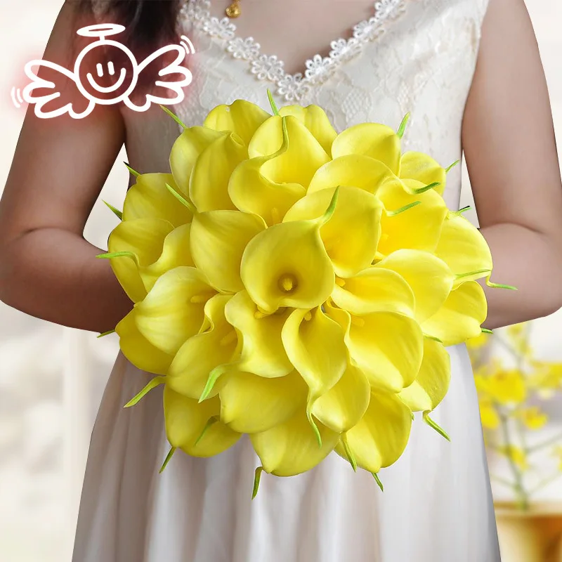 wedding bridal bouquet white yellow  (4)