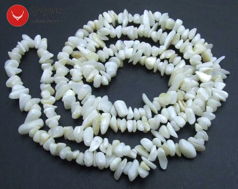 Qingmos 32&quot Natural Shell Necklace for Women with 7-8mm White Baroque Long Jewelry ne5811 Free Shipping |