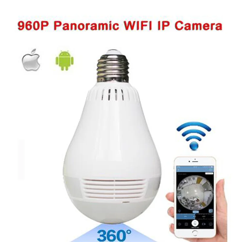 Беспроводная ip камера с лампочкой Wi Fi FishEye 960 P 360 градусов панорамная мини VR 1.3MP