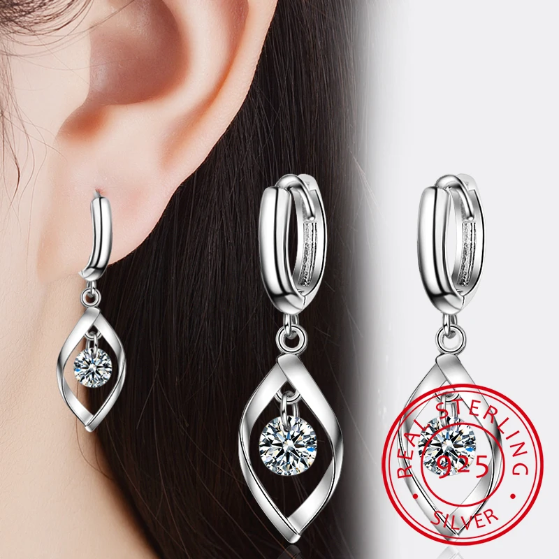 

Pendientes 925 Sterling Silver Ziberconia Twist Hoop Earrings For Women Oorbellen Earpellen Women S-e313