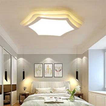 

White Wrought Iron Frame Acrylic Shade Led Ceiling Light Hexgon Star Shape Ceiling Lamp Fixture for living room bedroom kitchen