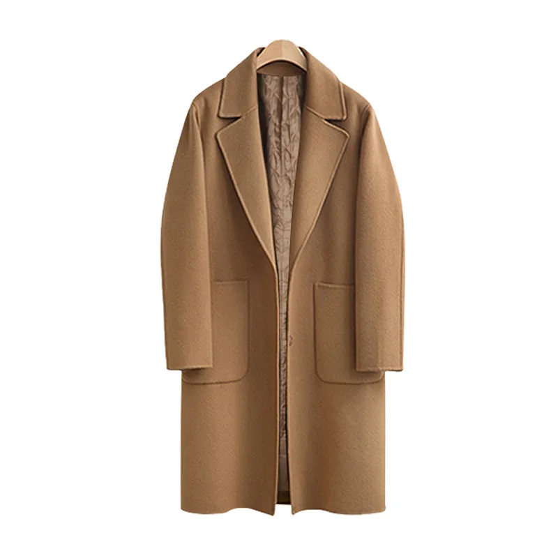 

2018 New Fashion Long Sleeve Winter Woolen Coats Women Europe Style Large Size Autumn New Slim Long Jacket