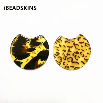 

New arrival! 37x30mm 50pcs/lot acrylic round-shape Imitation Cloth print charms for earring/Jewelry DIY making(As shown)
