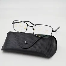 Прогрессивные многофокусные очки с переходом фотохромные солнцезащитные очки для чтения в металлической оправе с полной рамкой для чтения в дальнем направлении