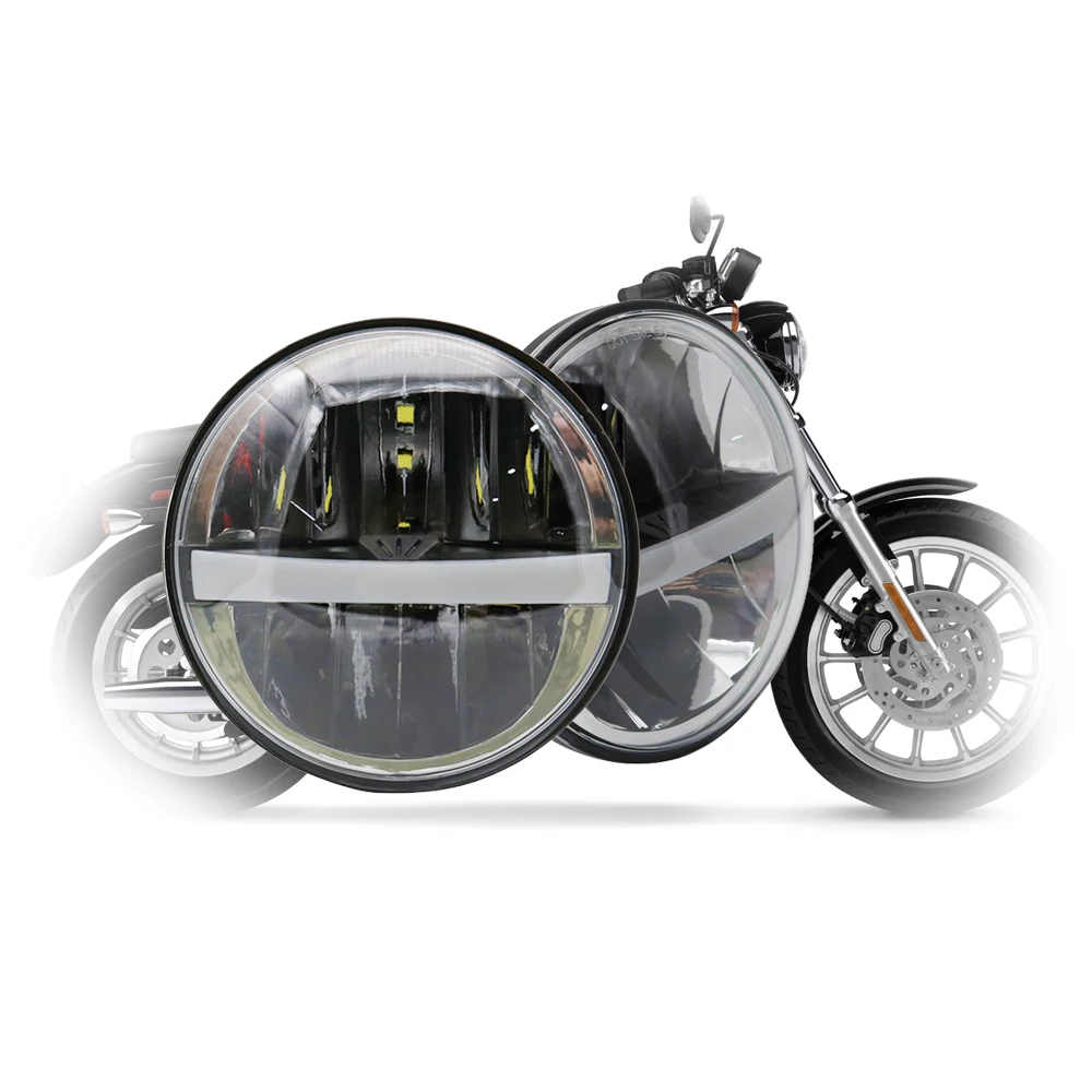 

5-3/4" Round Headlamp for Harley Dyna Sportster 1200 883 Parts Turn Signal Light Moto 5.75 Inch Projector LED Moto Headlight