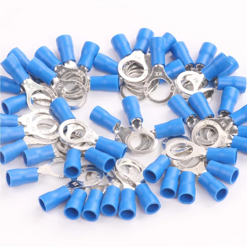 2 8mm 3x25pcs Ring Eye Connectors Insulated Electrical Power Wire Blue
