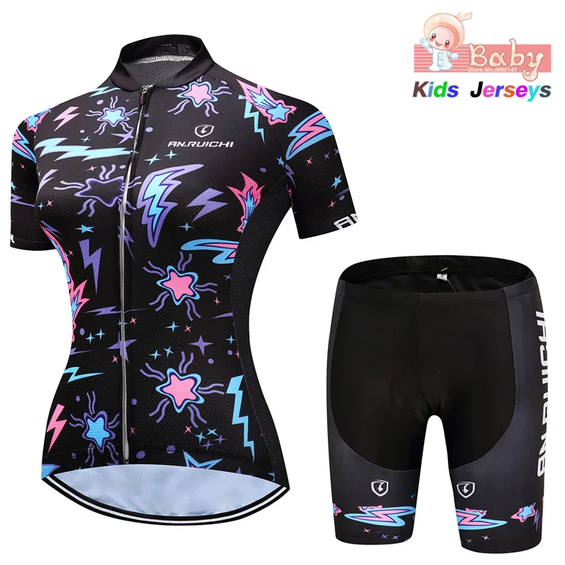 

Girls 2019 Cycling Kit Kid Cycling Jersey Set Cartoon Children Cycling Clothing Summer Bike Jersey Quick Dry Bicycle Jersey Suit