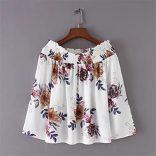 

Summer Fashion Floral Print Blouses Women Chiffon Tops Shirts Female Slash Neck Long Sleeves Off Shoulder Shirts Vintage Blusas