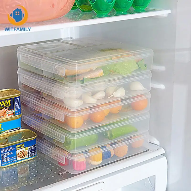 

1pcs Freezer Space Saver Refrigerator Storage Box Kitchen Fridge Drink 3 Grid Organizer Case Kitchen Organization Accessories