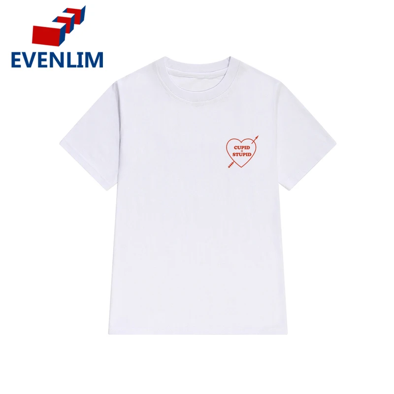EVENLIM Новый 2018 белый 100% хлопковые футболки с короткими рукавами Для женщин летний