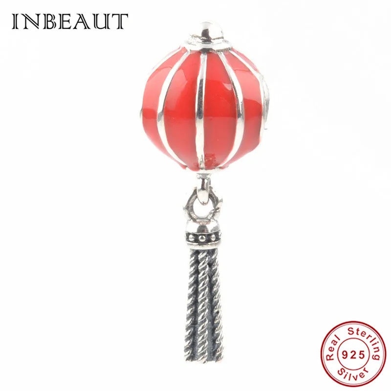 

Red Lantern Tassel Charm fit Fashion Bracelet 925 Sterling Silver Dangle Chain Hot Traditional Ball Beads Pendant for Necklace