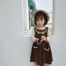 Вельветовое платье для девочек модные осенние платья для девочек от 1 до 7 лет, HW117