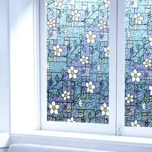 Витражные Цветочные синие оконные пленки стеклянные наклейки матовые непрозрачные для ванной самоклеющаяся пленка для дома защита конфиденциальности Декор