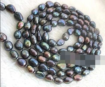 

ddh003804 freshwater pearl black baroque 8-10mm necklace 45" nature beads