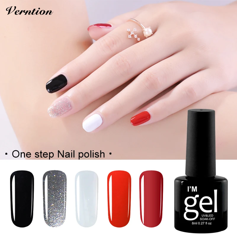 Verntion One шаг 3 в 1 Soak Off УФ светодиодный гель-Лаки Профессиональный vernis Полупостоянный 24 цвета дизайн ногтей 8 мл Гель-лак для ногтей