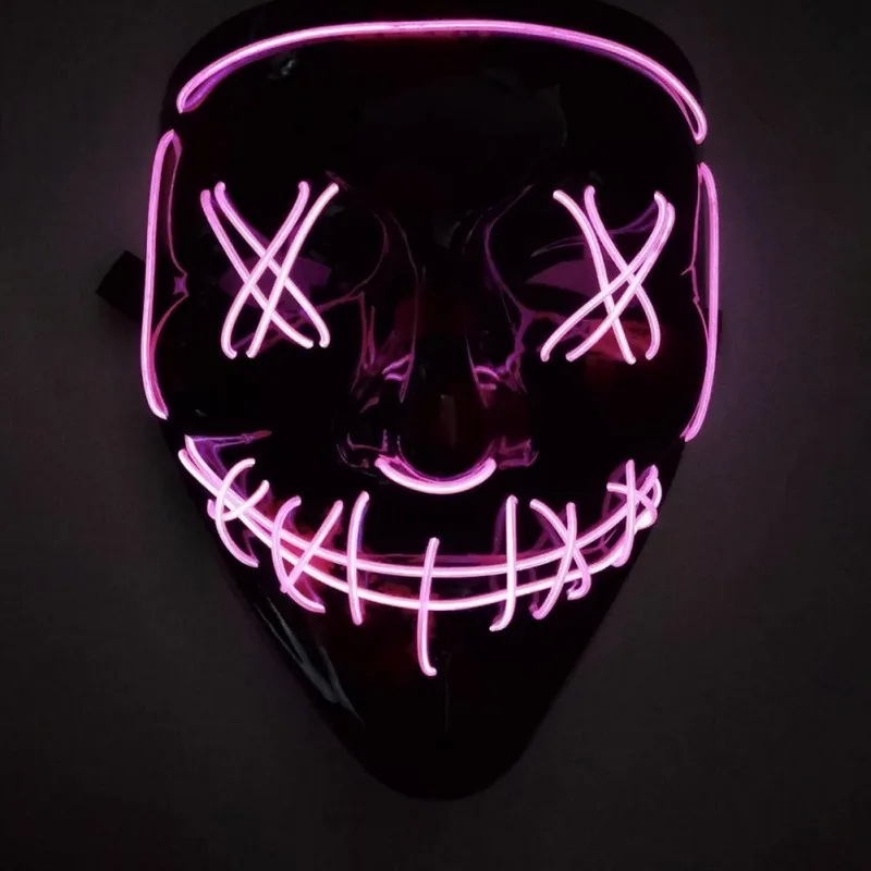 Светодиодный маска на Хэллоуин, маски для чистки, тушь для ресниц, костюм, DJ, вечерние светильник, светящиеся в темноте, 10 цветов для выбора - Цвет: Pink