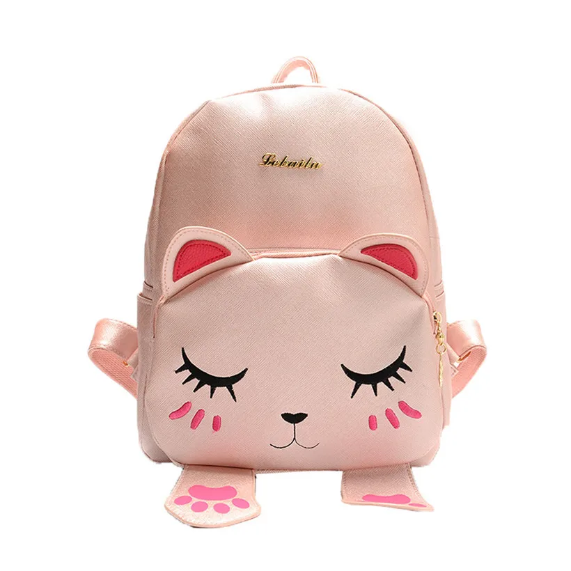 

Cute Cat Korean Backpack School Women PU Leather Backpacks for Teenage Girls Funny Cat Ears Canvas Shoulder Bag Female Mochila