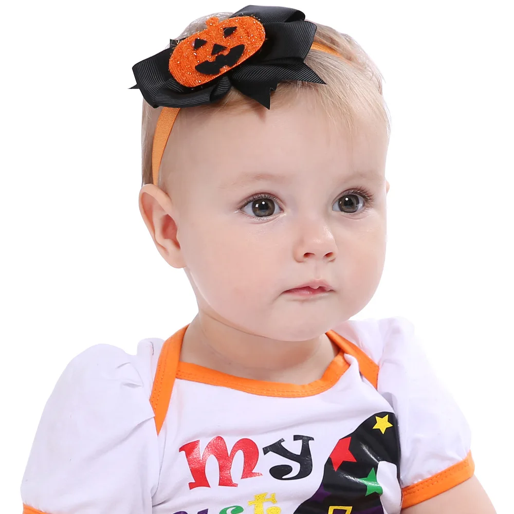 

1 Piece Lytwtw's Children Girls Baby Newborn Hair Rope Headband Headwear Headwrap Halloween Bow Hair Band Pumpkin Boy Head