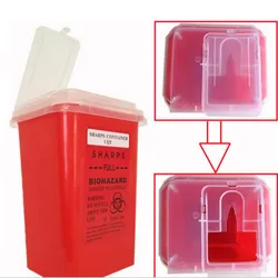Professional 1L Tattoo Sharps Container Plastic Red Biohazard Needle Disposal Sharps Containers For Tattoo Artists Free Shipping