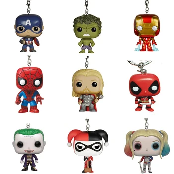 

Marvel Harley Quinn the Joker Deadpool Batman Ironman Thor Hulk Spiderman Super hero Action Figure Comics Gift Toy Keychain