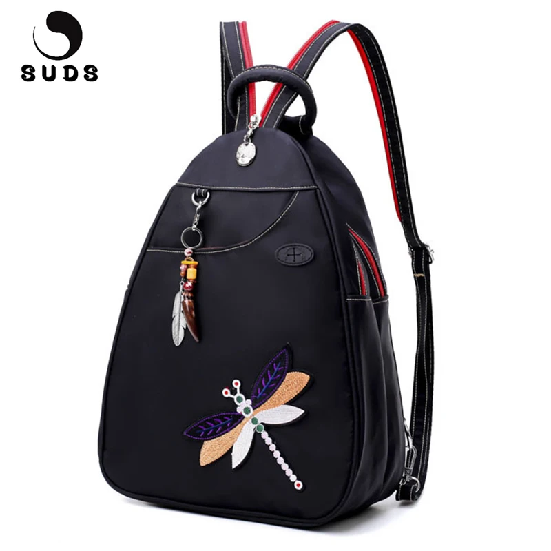 Женский винтажный нейлоновый рюкзак с вышивкой на плечо|mochila mujer|women backpackwomen backpack