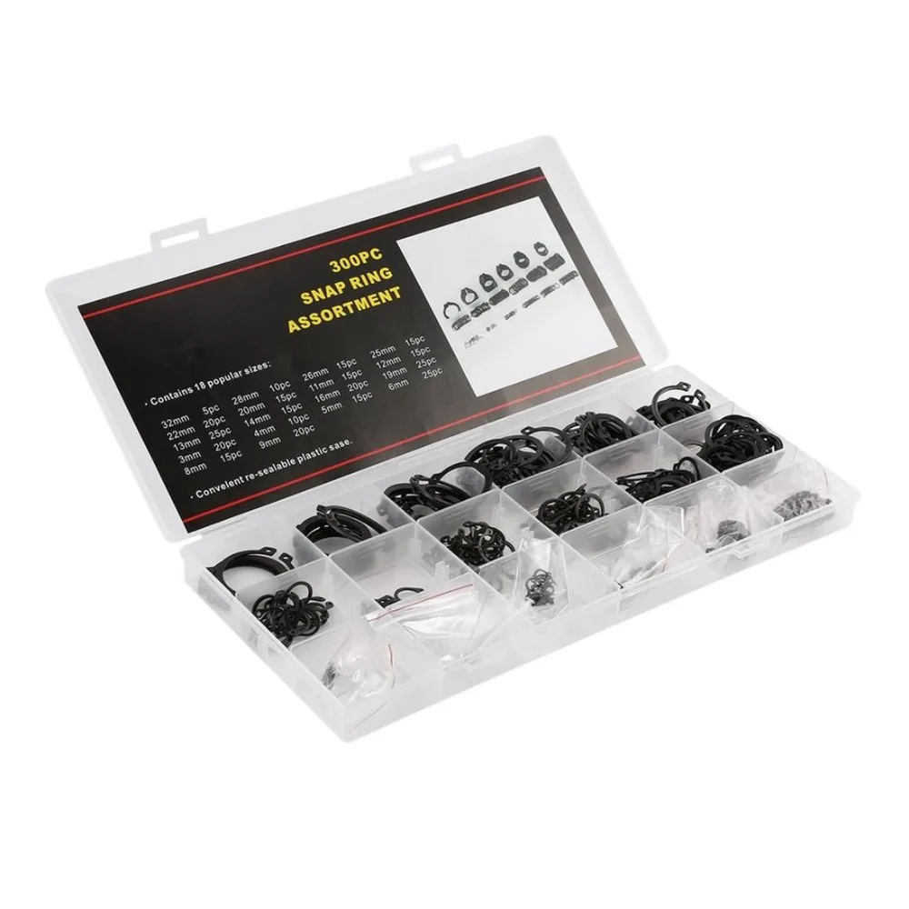 300Pcs 18 Kinds Internal & External Snap 3 32mm Retaining