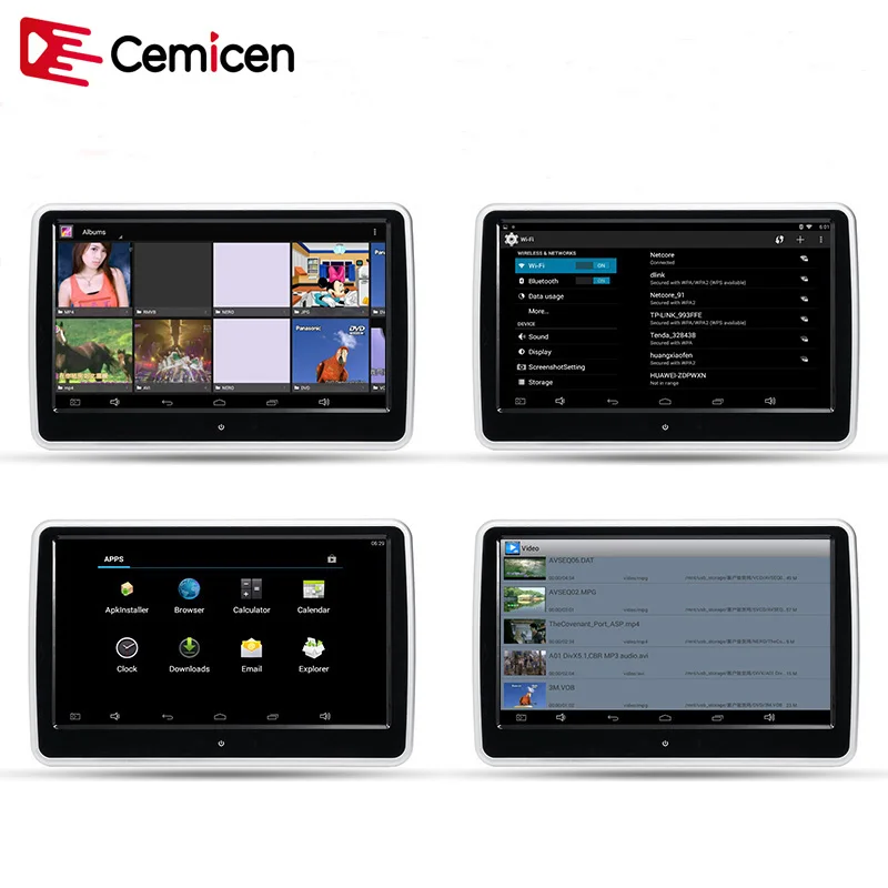Cemicen 10,1 дюймов Автомобильный подголовник монитор Система Android 6.0.1 с wifi ips сенсорный экран MP5 плеер с USB/SD/Bluetooth/динамик