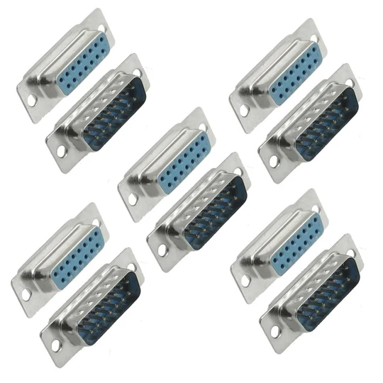 

High Quality DB15 15 Pin Female to Male Solder Type Adapter Connectors 5 Pair