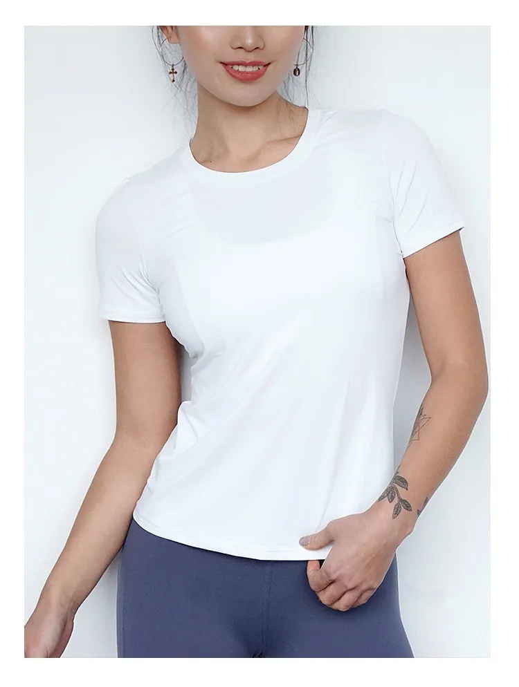 Женская спортивная одежда с коротким рукавом для тренажерного зала, футболка для тренировок и бега, Женская быстросохнущая рубашка для йоги, сетчатый лоскутный топ, футболки