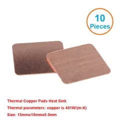 High - Quality Copper Shim Heatsink Thermal Pads - 10 Pack (15x15x0.5mm) (1.2mm)