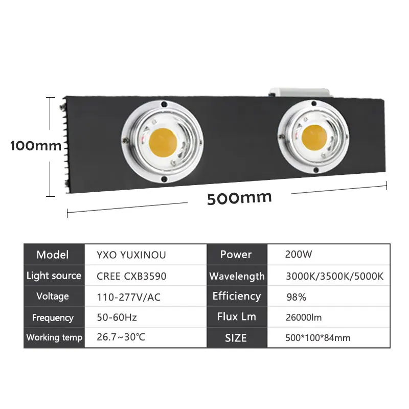 CREE CXB3590 CXB3070 CXA3070 200 Вт 36000LM 3500 К COB LED Grow Light полный спектр растущая лампа для