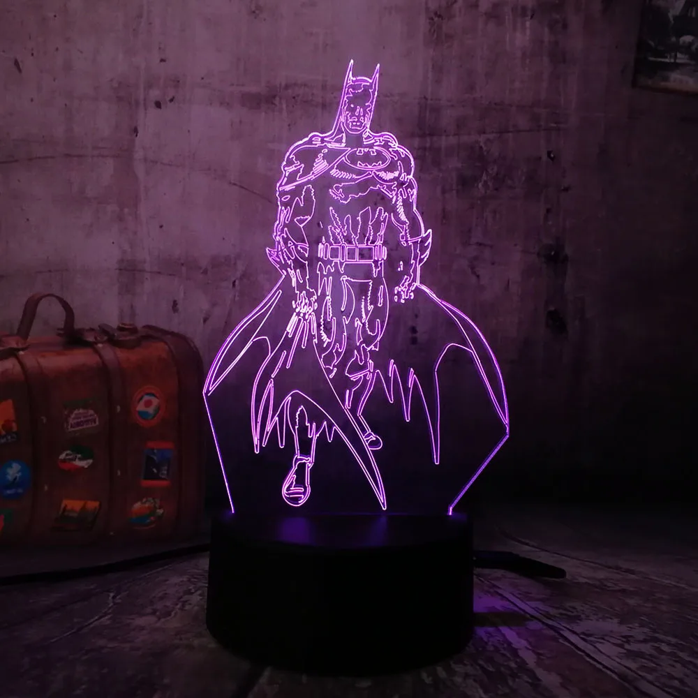 Amroe Cool DC Hero Бэтмен 3D светодиодный Ночник светильник 7 цветов меняющий Настольный