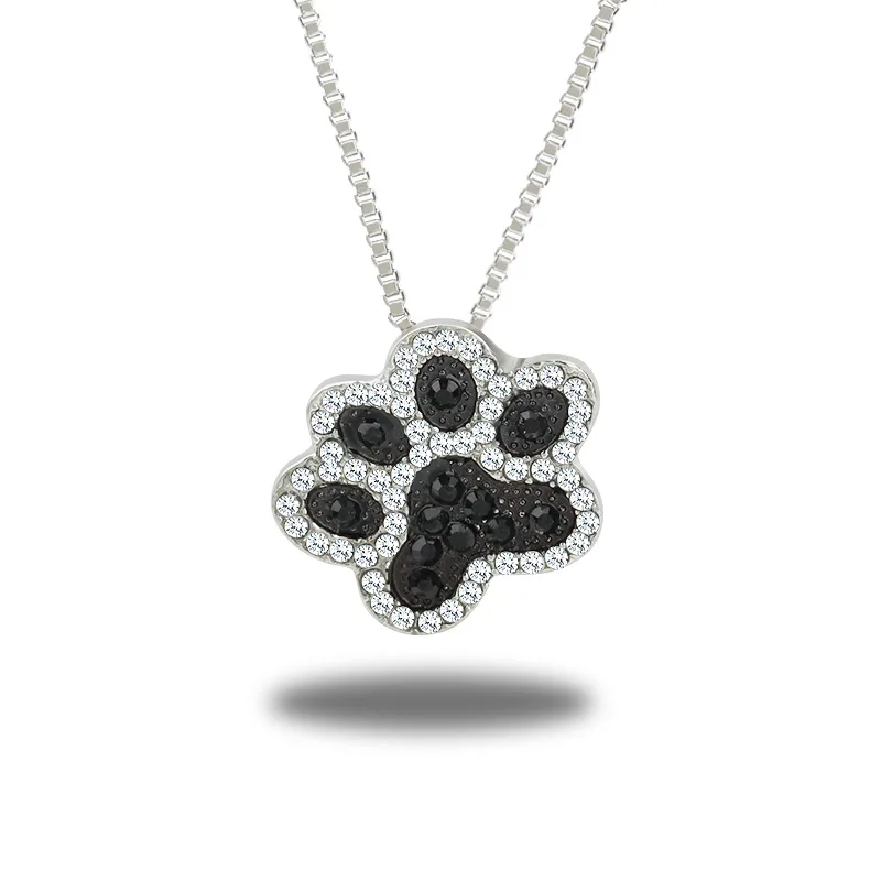 

1PC Trendy Pet Dog Claw Pendant Necklace Women Carved Enamel Black Paw Footprint Necklaces Pendants Collares E650