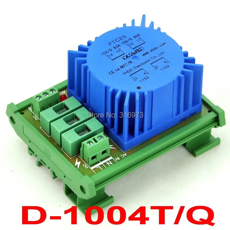 

P 115VAC, S 2x 15VAC, 25VA DIN Rail Mount Toroidal Power Transformer Module.