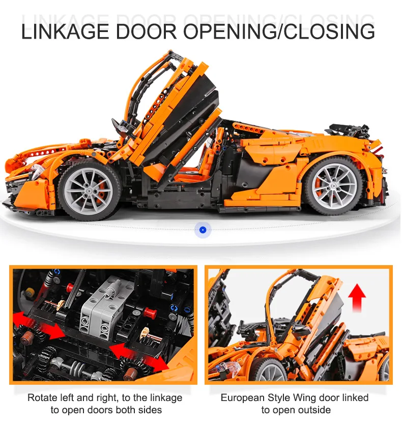 Carro de Corrida Série Técnica Hypercar 1:8 Moc 16915 Super Modelo Blocos Construção Lepinbricks Crianças Brinquedos Presentes Natal 20087 p1 12 16915 super carro de corrida modelo blocos