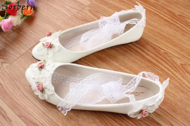 Sorbern/белые туфли подружки невесты с розовым цветком свадебные туфли с острым закрытым носком на плоской подошве кружевная обувь с ремешками женская обувь для невесты, размер 8, Новинка